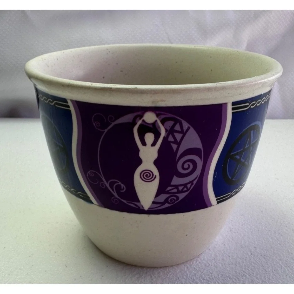 Ceramic Smudge Holder Bowl Goddess Meditation Pagan Wicca Healing Smudging Moon‎